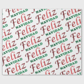 Papier Cadeau Feliz Navidad Espagnol Rouge Vert Noël (Plat)
