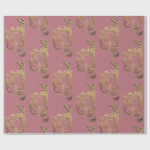 Papier Cadeau Feliz Navidad Espagnol Texte Rose de Noël Or (Plat)