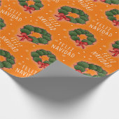 Papier Cadeau Feliz Navidad Nopal Wreath Wrapping Paper (Coin)
