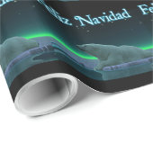 Papier Cadeau Feliz Navidad - Ours polaire de bord de glace (Coin rond)