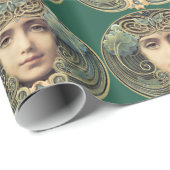 Papier Cadeau Feminine Vintage Nouveau Beauté (Coin rond)