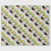 Papier Cadeau FEMME AVEC TURBAN JAUNE ORIENTAL / Mode Beauté (Plat)