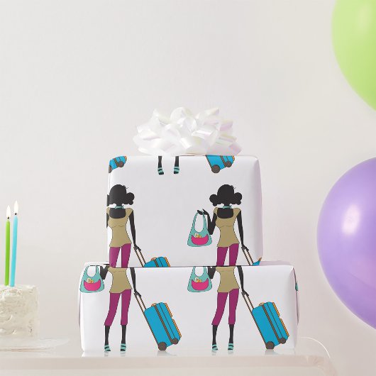 Papier Cadeau Femme Avec Une Valise