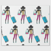 Papier Cadeau Femme Avec Une Valise (Plat)