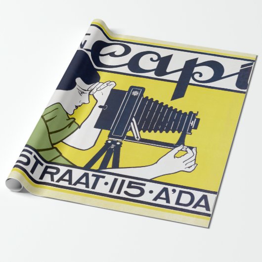 Papier Cadeau Femme caméra, photographe, Van Caspel (Déroulé)