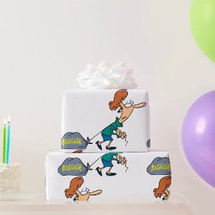 Papier Cadeau Femme drôle transportant des bagages émotionnels