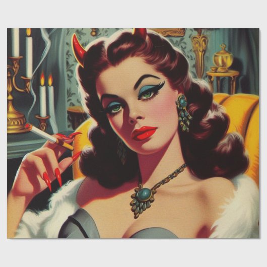 Papier Cadeau Femme du diable vintage (Plat)