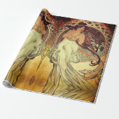 Papier Cadeau Femme élégante Art nouveau Alphonse Mucha (Déroulé)