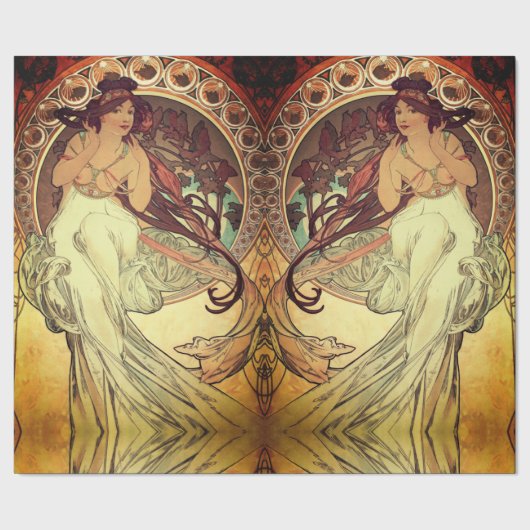 Papier Cadeau Femme élégante Art nouveau Alphonse Mucha (Couture)