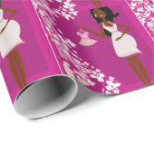 Papier Cadeau femme enceinte noire (Coin rond)