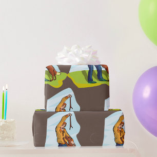 Papier Cadeau Femme et chien jouant à la balle