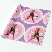 Papier Cadeau Femme Jouant de la guitare (Déroulé)