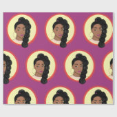 Papier Cadeau Femme noire, Beauté brillante, Puff Ponytail (Plat)