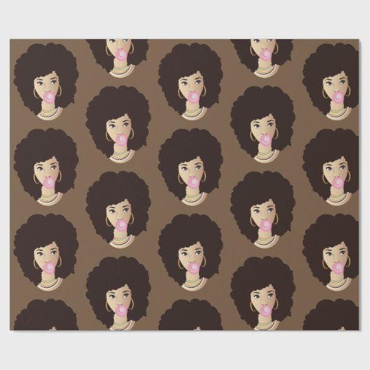 Papier Cadeau Femme noire, Bubblegum rose, Brown (Plat)