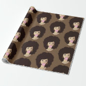Papier Cadeau Femme noire, Bubblegum rose, Brown (Déroulé)