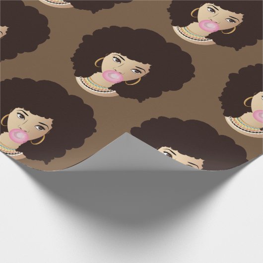 Papier Cadeau Femme noire, Bubblegum rose, Brown (Coin)