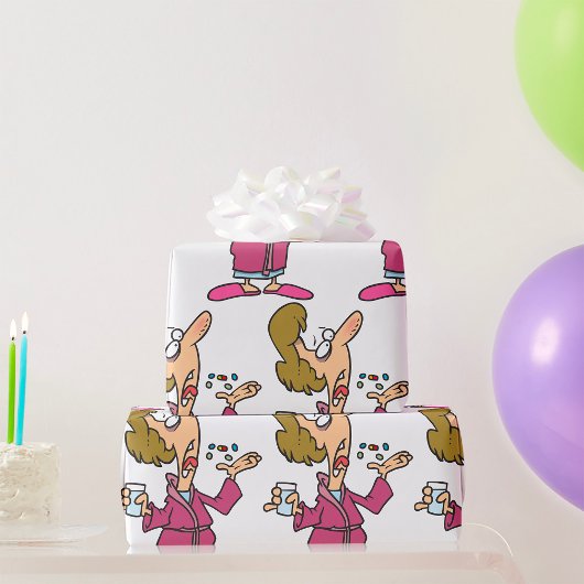Papier Cadeau Femme prenant des pilules