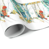 Papier Cadeau Femme qui met sur son skis (Coin rond)