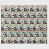 Papier Cadeau Femme rétro avec aide Lave-linge Recherchée (Plat)