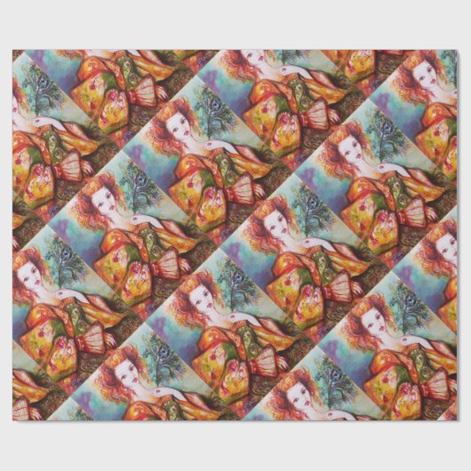 PAPIER CADEAU FEMME ROMANTIQUE AVEC PÂTE DE PEACOCK ÉCLANTE (Plat)