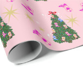 Papier Cadeau Femme rose moderne Botte occidentale Arbre de Noël (Coin rond)