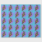 Papier Cadeau Femme Sur Le Cheval De Course (Plat)