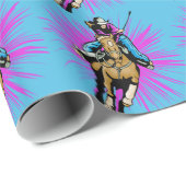 Papier Cadeau Femme Sur Le Cheval De Course (Coin rond)