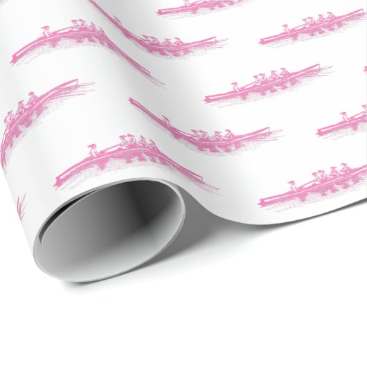 Papier Cadeau Femmes Blanches Pink Chaudes Rameuses Rameurs Équi (Coin rond)