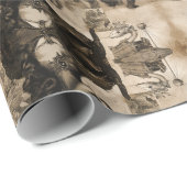 Papier Cadeau Femmes de Steampunk (Coin rond)