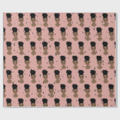 Papier Cadeau Femmes noires, Nuances d'or, Points noirs, Rose (Plat)