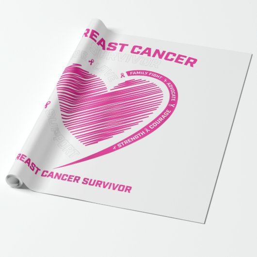 Papier Cadeau Femmes Pink Cancer du sein Survivant Cadeaux Femme (Déroulé)