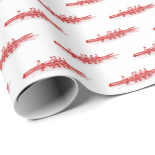 Papier Cadeau Femmes Rouge Blanc Rameuses Équipe D'aviron Sports