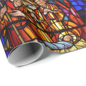 Papier Cadeau Fenêtre en verre tendu Nativité Bébé Jésus Noël (Coin rond)