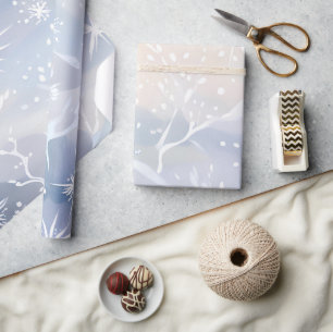 Papier Cadeau Fenêtre givré   Belle scène hivernale enneigée