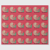 Papier Cadeau Fente de Noël avec cadeau Flocon de neige rouge (Plat)