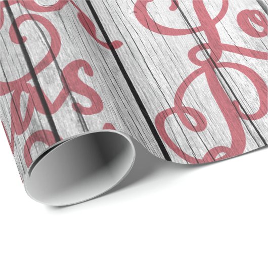 Papier Cadeau Ferme Bois rustique avec lettrage de script (Coin rond)