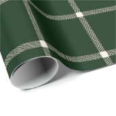 Papier Cadeau Ferme campagne dessinée à la main plâtre vert pin (Coin rond)