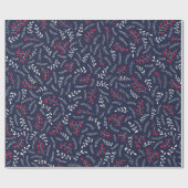 Papier Cadeau Ferme campagne marine bleu feuillage motif mignon (Plat)