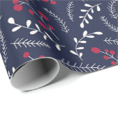 Papier Cadeau Ferme campagne marine bleu feuillage motif mignon (Coin rond)