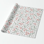 Papier Cadeau Ferme campagne rouge blanc vert feuillage motif (Déroulé)
