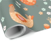 Papier Cadeau Ferme Country Folk Art (Coin rond)