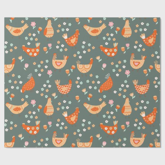 Papier Cadeau Ferme Country Folk Art (Plat)