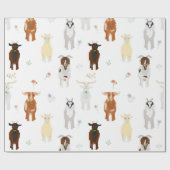 Papier Cadeau Ferme d'animaux mignons chèvres (Plat)