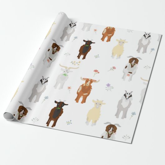 Papier Cadeau Ferme d'animaux mignons chèvres (Déroulé)