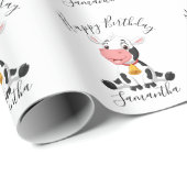 Papier Cadeau ferme d'anniversaire de la vache (Coin rond)
