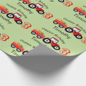 Papier Cadeau Ferme de camions Red Tractor Nom et âge (Coin)