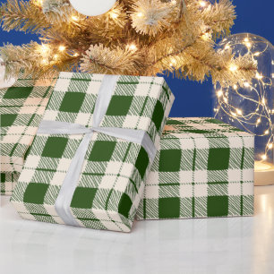 Papier Cadeau Ferme de la forêt verte de blanc plaid Noël