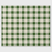 Papier Cadeau Ferme de la forêt verte de blanc plaid Noël (Plat)