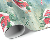 Papier Cadeau Ferme de Noël ferme en papier confortable maison e (Coin rond)