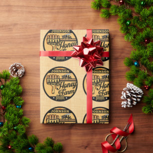 Papier Cadeau Ferme de ruches personnalisée NOM Rucher doux